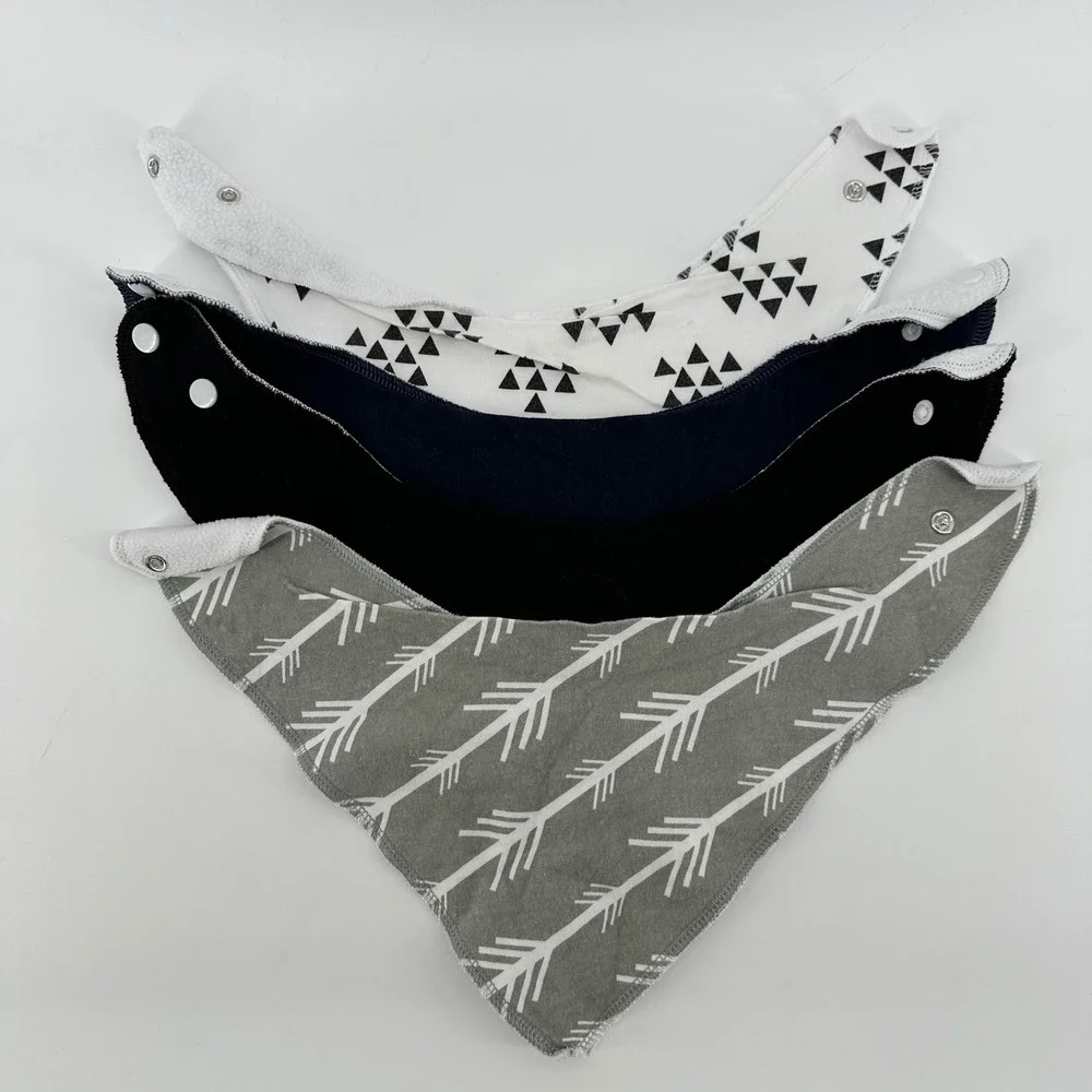 Baby Bandana Bib Lot of 4 Organic Cotton Snap Closure Neutral Boy Joofoss Nobran
